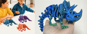 Cabeza de dinosaurio impresa en 3D, juguetes multiarticulados