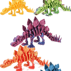 Estegosaurio Flexible con Múltiples Articulaciones, Impreso en 3D