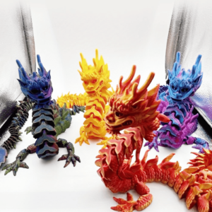 Figura articulada impresa en 3D Dragón flexible multicolor 3D