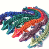 Dragón móvil impreso en 3D y dragón de cristal impreso en 3D