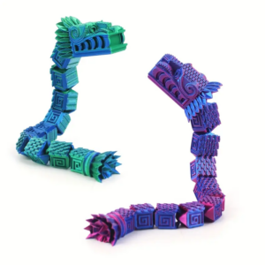 Modelo de dragón cuadrado impreso en 3D y dragones articulados