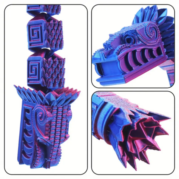 Modelo de dragón cuadrado impreso en 3D y dragones articulados