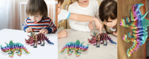 Dragón Triceratops Interactivo, Articulado e Impreso en 3D