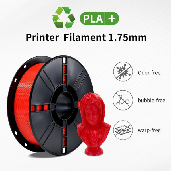 Filamento PLA+ Rojo Alta Resistencia Impresión 3D Rápida y Precisa