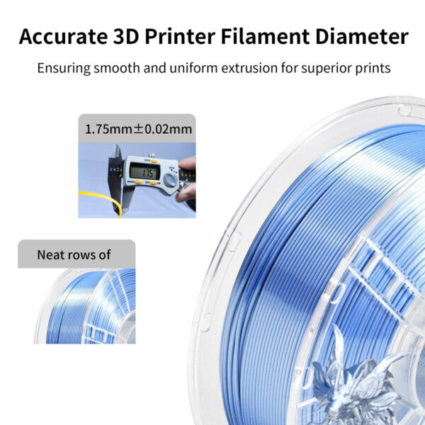 Mejor Filamento de Seda 1KG Doble Color Azul Plata para Impresora 3D