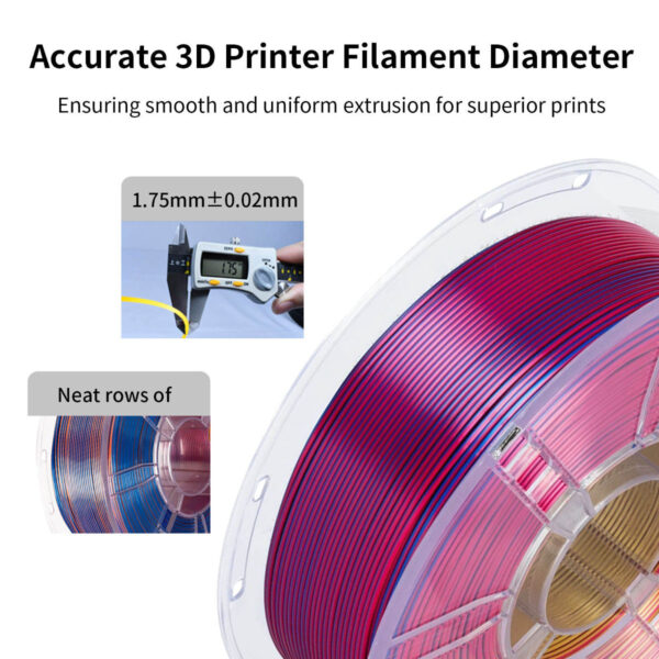 Filamento PLA Tricolor Seda 1.75mm para Impresora 3D FDM