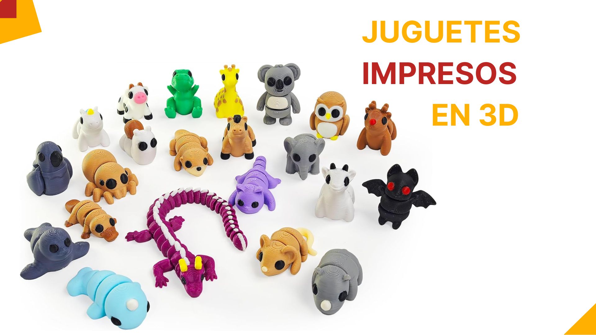 Juguetes impresos en 3D: dinosaurios, serpientes y dragones articulados