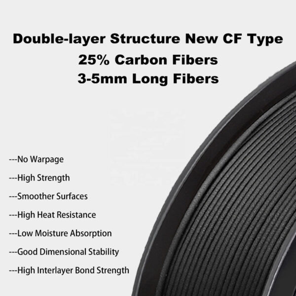 Filamento PLA de Fibra de Carbono al 25% para Impresoras 3D