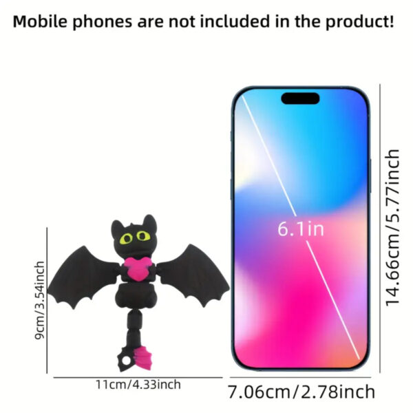 Figura Murciélago Corazón Negro Articulado Adorable 3D