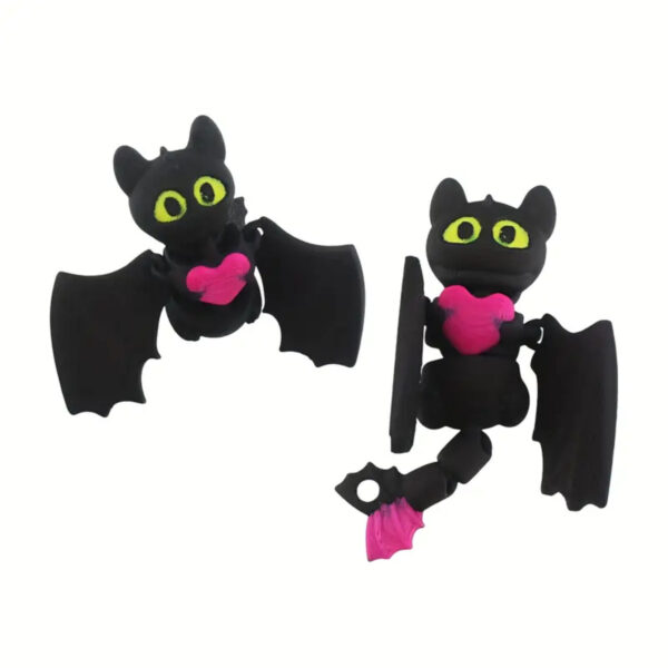 Figura Murciélago Corazón Negro Articulado Adorable 3D