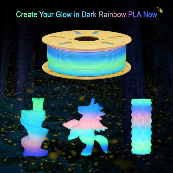Filamento PLA Luminiscente Arcoíris 1.75mm 1KG