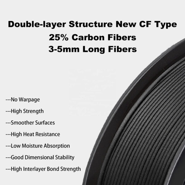 Filamento PLA con Fibra de Carbono 1.75mm 1KG